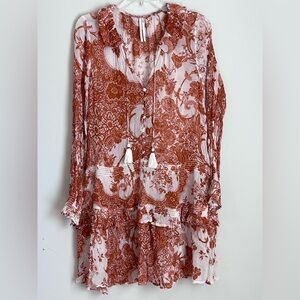 Anthropologie Marais Printed Chiffon Mini Dress Semi Sheer Sz Small